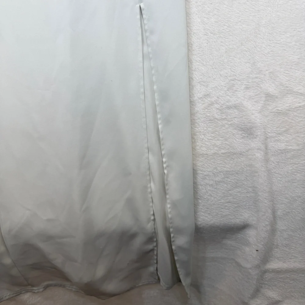 Aritzia Babaton Slip Dress Womens Size Large Light Green Slit Dressy Coquette - Picture 7 of 9